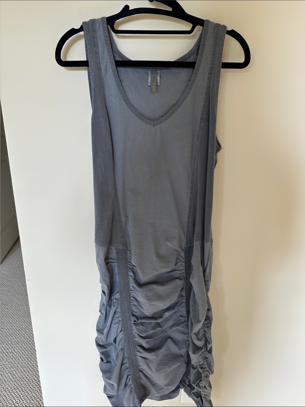 XCVI Charcoal Gathered V-Neck Tank Dress
